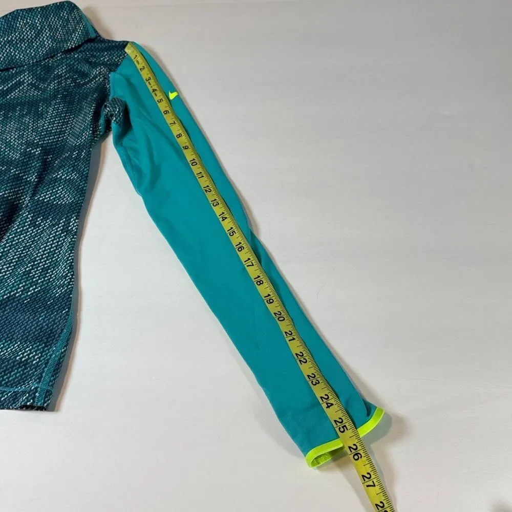 Nike Pro Women's Teal and White Dri-FIT Long Sleeve Turtle Neck Top Size Medium